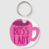 BSS-dame met roze koffiebeker Sleutelhanger (Voorkant)