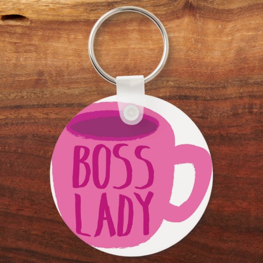 BSS-dame met roze koffiebeker Sleutelhanger (Voorkant)