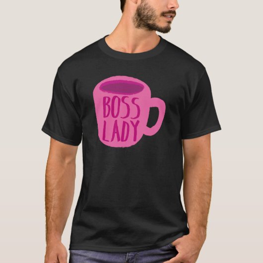 BSS-dame met roze koffiebeker T-shirt (Voorkant)