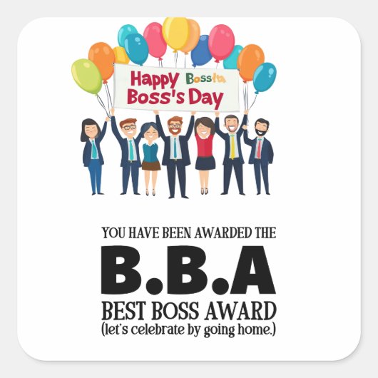 BSS Day Employee Appreciation Big Bad Boss Vierkante Sticker (Voorkant)