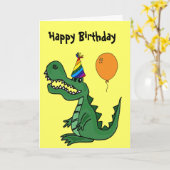 BT- Cartoon Gator Verjaardag Kaart (Gele Bloem)