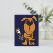 BT- Funny Cartoon Dog Texting Briefkaart (Staand voorkant)