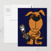 BT- Funny Cartoon Dog Texting Briefkaart (Voorkant / Achterkant)