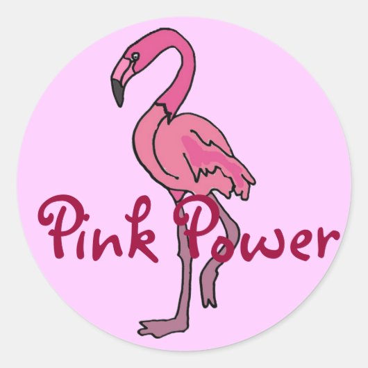 BT- Roze Flamingo Sickers Ronde Sticker (Voorkant)