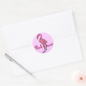 BT- Roze Flamingo Sickers Ronde Sticker (Envelop)