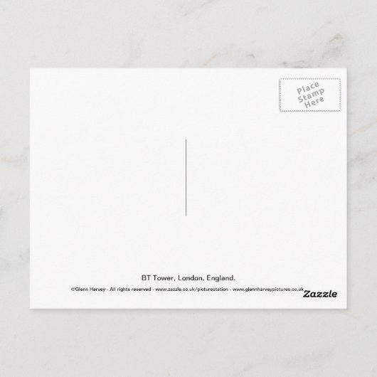 BT Tower, Londen, Engeland. Briefkaart (Achterkant)