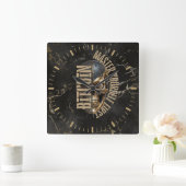 BTC motivatie | Schedel | Goud Marmer Vierkante Klok (Huis)