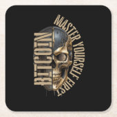BTC motivation | Skull | Bitcoin crypto  Kartonnen Onderzetters (Voorkant)