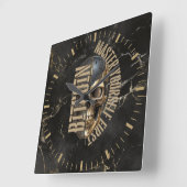BTC motivation | Skull | Gold Marble Vierkante Klok (Hoek)