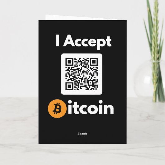 BTC naar de maan - Bit Me QR Code Wij accepteren B Bedankkaart (Achterkant)