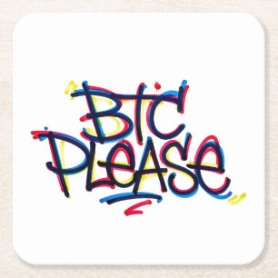 "BTC Please" (Kleur) Kartonnen Onderzetters