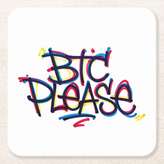 "BTC Please" (Kleur) Kartonnen Onderzetters (Voorkant)