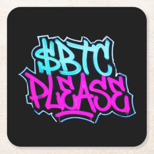 "$BTC Please" (Stijl 1) Kartonnen Onderzetters