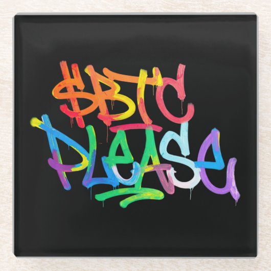 "$BTC Please" (Stijl 2) Glazen Onderzetter (Voorkant)