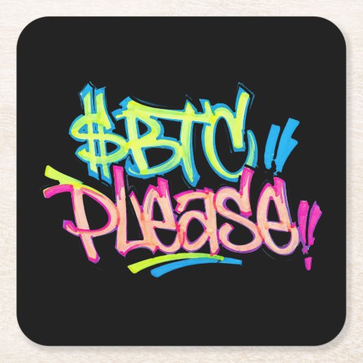 "$BTC Please" (Stijl 3) Kartonnen Onderzetters (Voorkant)