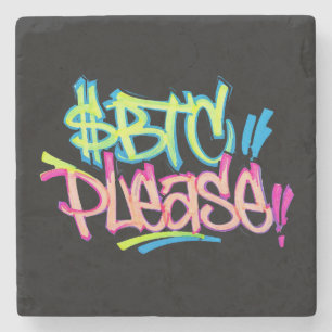 "$BTC Please" (Stijl 3) Stenen Onderzetter