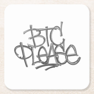 "BTC Please" (Wit) Kartonnen Onderzetters