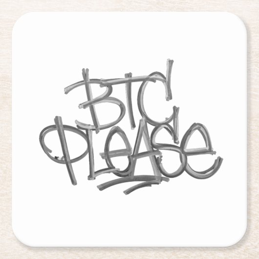 "BTC Please" (Wit) Kartonnen Onderzetters (Voorkant)