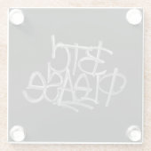 "BTC Please" (Zwart) Glazen Onderzetter (Achterkant)