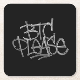 "BTC Please" (Zwart) Kartonnen Onderzetters