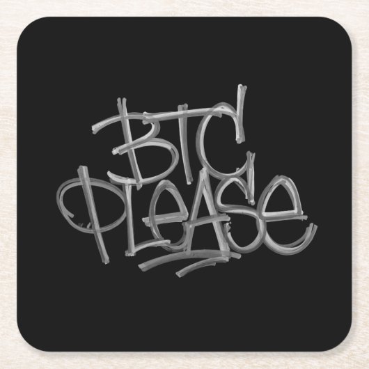 "BTC Please" (Zwart) Kartonnen Onderzetters (Voorkant)