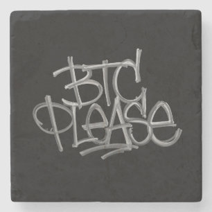 "BTC Please" (Zwart) Stenen Onderzetter