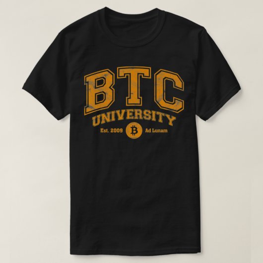 BTC Universiteit van de maan, grappig, storend bit T-shirt (Design voorkant)
