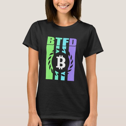 Btfd Koop De Dip Hodl Btc Bitcoin Blockchain Munt T-shirt (Voorkant)