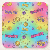 BTS Dynamite Disco Party Seamless Pattern Kartonnen Onderzetters (Voorkant)