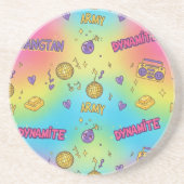 BTS Dynamite Disco Party Seamless Pattern Zandsteen Onderzetter (Voorkant)