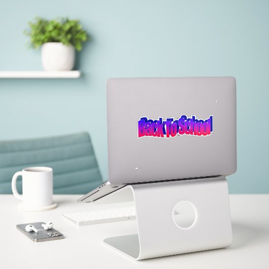 BTS-rood-blauw Sticker (Laptop op bureau)