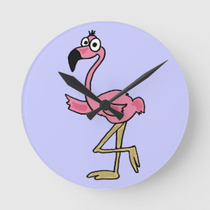BU- Funny Flamingo Wall Clock Ronde Klok