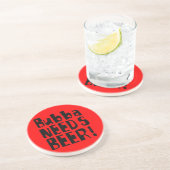 Bubba heeft bier nodig! zandsteen onderzetter (Zijkant)