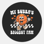 Bubbas grootste fan basketbal zus van een basketba ronde sticker (Voorkant)