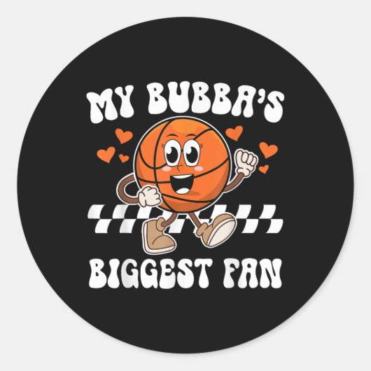 Bubbas grootste fan basketbal zus van een basketba ronde sticker (Voorkant)