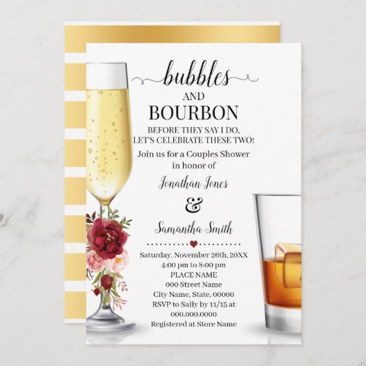 Bubbbles & Borboun voor ik verloving marsala doe Kaart (Voorkant / Achterkant)