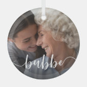 Bubbe Grandma Script Overlay Glas Ornament (Voorkant)