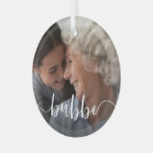 Bubbe Grandma Script Overlay Glas Ornament (Voorkant links)