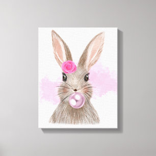 Bubbel Bubblegum Rabbit Wall Art Canvas Afdruk