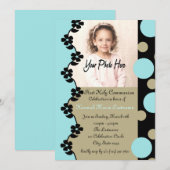 Bubbel en bloemen eerste communie kaart (Voorkant / Achterkant)