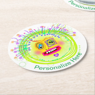Bubbel Glimlach Meemogie Emoji Kunst Ronde Kartonnen Onderzetter