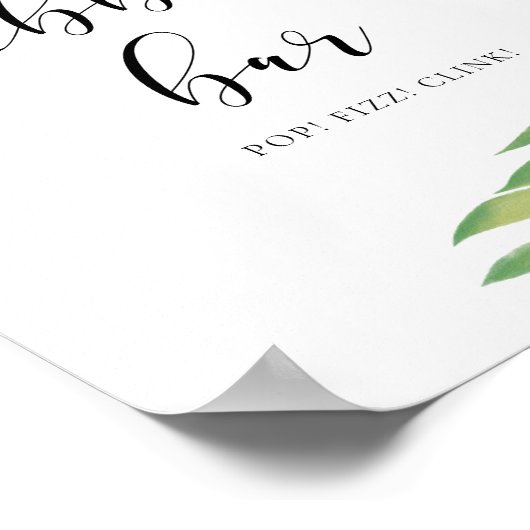 Bubbel Waterverf groene bladeren trouwbord Poster (Hoek)