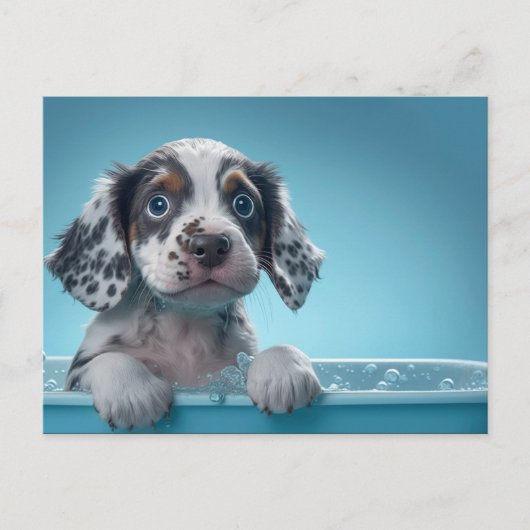 bubbelbad pup briefkaart (Voorkant)