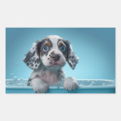 bubbelbad pup rechthoekige sticker (Voorkant)