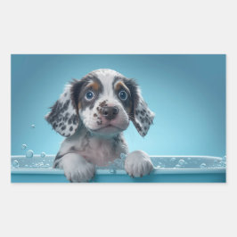 bubbelbad pup rechthoekige sticker