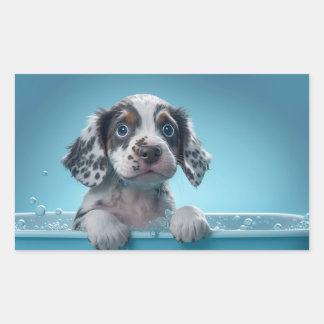 bubbelbad pup rechthoekige sticker