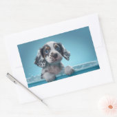 bubbelbad pup rechthoekige sticker (Envelop)