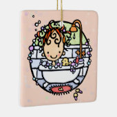  bubbelbad tijd schattig meisje in bad keramisch ornament (Rechts)