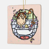 bubbelbad tijd schattig meisje in bad keramisch ornament (Links)