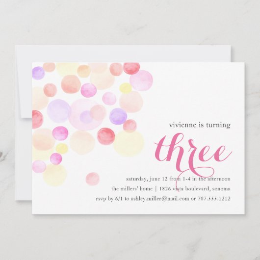 bubbelig | Waterverf Derde uitnodiging (Voorkant)